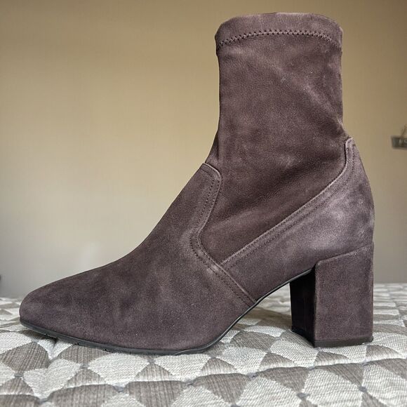 Aquatalia Drusilla Brown Suede Sock Classic Ankle Bootie Side Zip Women 9 155075 - Picture 1 of 16